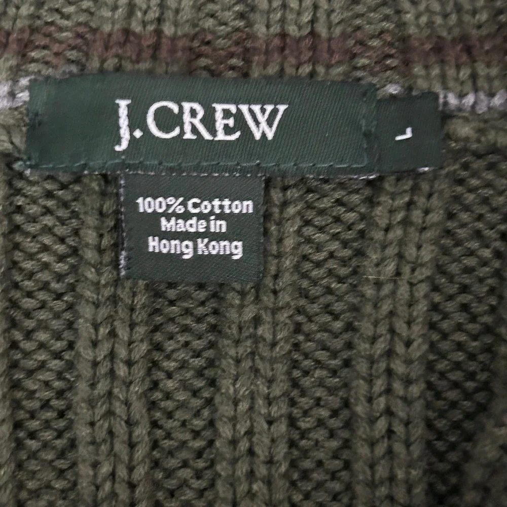 Vintage J. Crew Mens 1/4 Zip Sweater Jumper Rifled Fisherman Green Size‎ Large